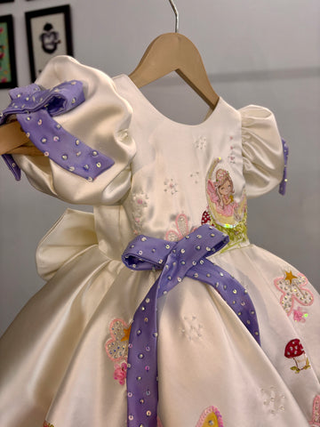 Off White Handpainted Baby Girl Dress
