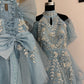 Blue Handmade Mother Daughter Dress Set