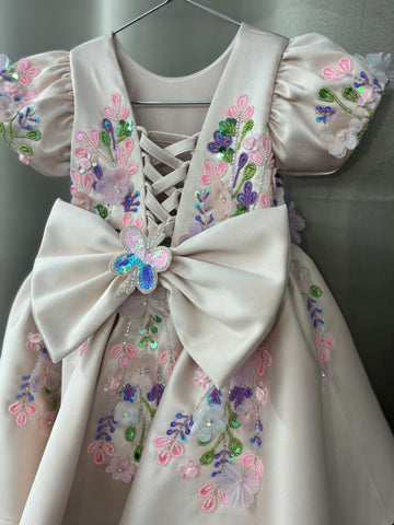 Peach color beautiful birthday dress for baby girl