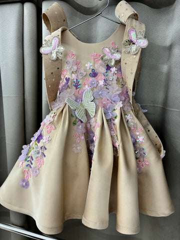 Coffee colour baby dress for birthday Girl