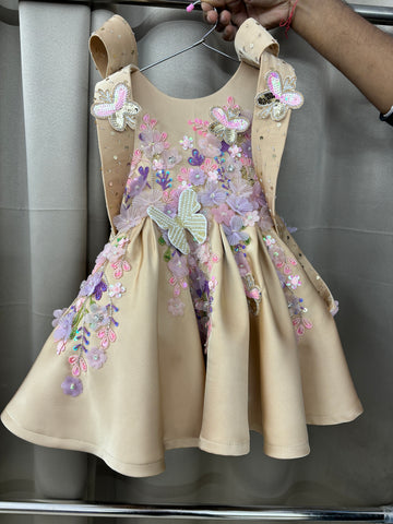 Coffee colour baby dress for birthday Girl