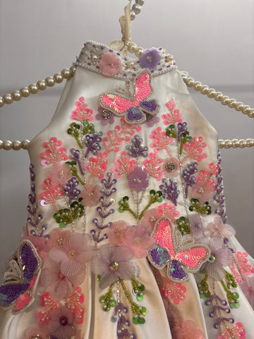 White Halter Neck Baby Dress
