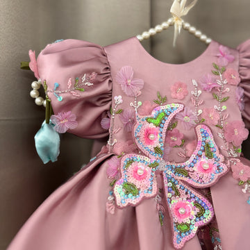 Pink 3 D Butterfly Dress
