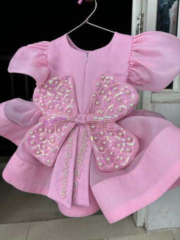 Pink Butterfly Emblished Dress