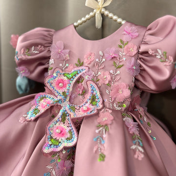 Pink 3 D Butterfly Dress