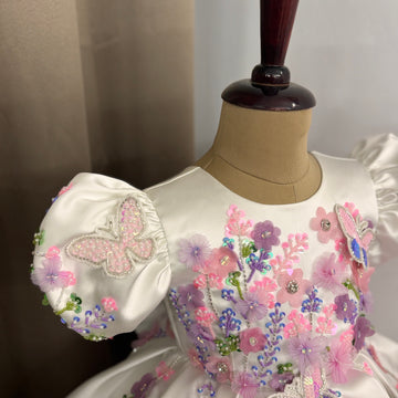 Off White Hand Crafted Dress
