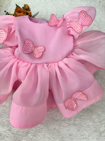 Pink Butterfly Emblished Dress