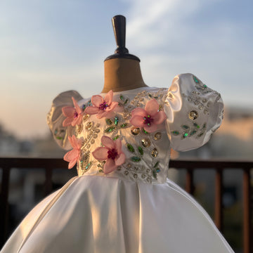 White Flower Handmade Dress