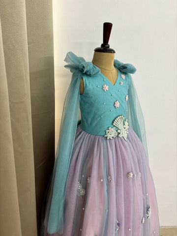 Blue and Pink Hand Crafted Baby Dress