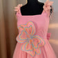 Pink 3 D Butterfly Handcrafted Dress for Women