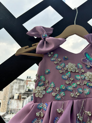 Lavender Bow Handmade Birthday Dress
