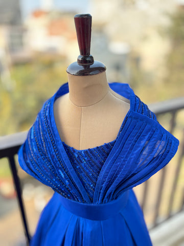 Blue Corded Birthday Dress