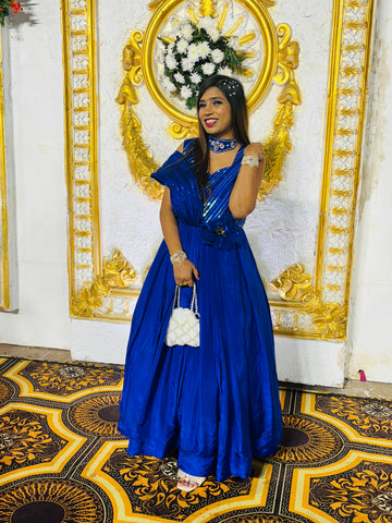 Blue smart party wear dress