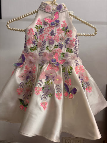 White Halter Neck Baby Dress