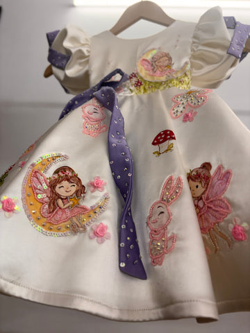 Off White Handpainted Baby Girl Dress
