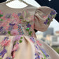 Peach Butterfly Embroidered Satin Dress for Baby Girls