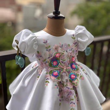 White Big Butterfly Birthday Dress