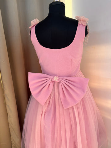Pink 3 D Butterfly Handcrafted Dress for Women
