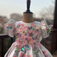 White Multi Color Handmade Dress
