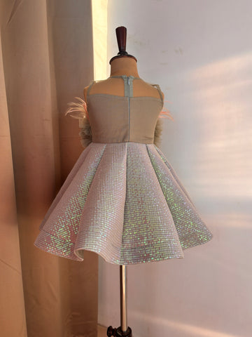 Green Ball Gown with Feather work
