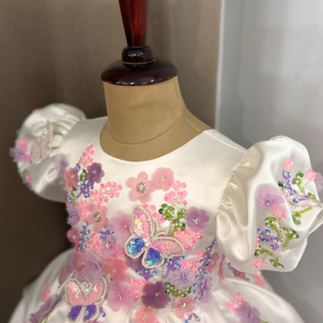 Off White Hand Crafted Dress
