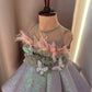 Green Ball Gown with Feather work