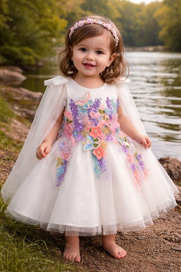 Beautiful White colour Handwork Dress