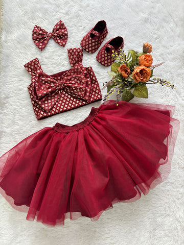 Crop Top with Tulle Skirt Set
