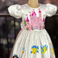 Handpainted white beautiful birthday dress for baby Girl