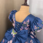 Blue Handmade Dress – Floral Embroidered Butterfly Party/Birthday Dress for Girls