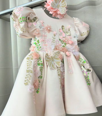 Pink color Birthday dress for baby girl