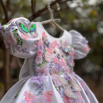 White Handmade Emblished Dress