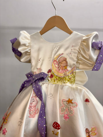 Off White Handpainted Baby Girl Dress