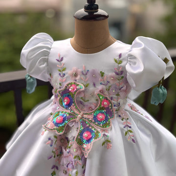 White Big Butterfly Birthday Dress