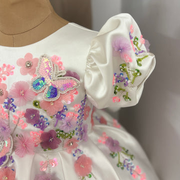 Off White Hand Crafted Dress