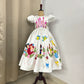 Handpainted white beautiful birthday dress for baby Girl