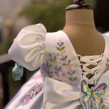 White Big Butterfly Birthday Dress