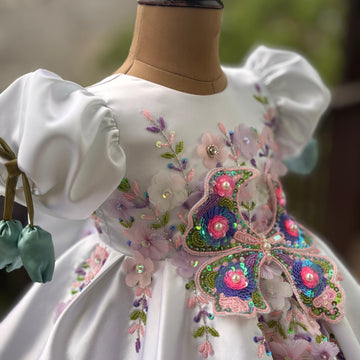 White Big Butterfly Birthday Dress