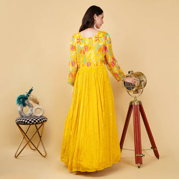 EF1026 - Mirror Work Printed Anarkali