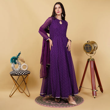 EF1030 - Purple Printed Anarkali