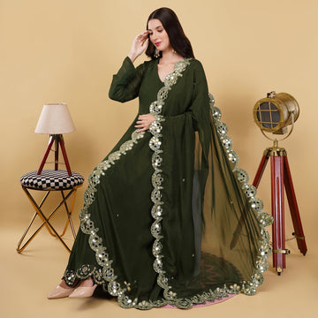 EF1031 - Green Mirror Work Anarkali