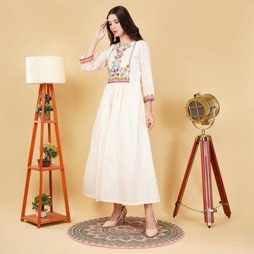 EF1037 - Off White Embroidered Anarkali Set