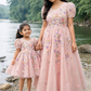 Peach Handmade Mother Daughter Dress