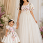 White Handmade Mother Daughter Combo Dress