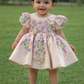 Peach Butterfly Embroidered Satin Dress for Baby Girls