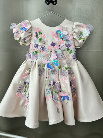 Peach color beautiful birthday dress for baby girl