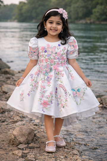 White Hand Crafted Emblished Dress