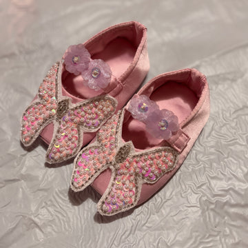 Hand made beautiful baby shoes of soft fabric