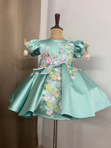 Pista Green color baby dress