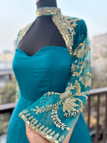 Peacock Blue Mother Daughter Dress Set